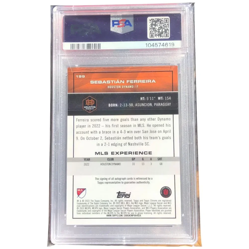 2023 Topps Chrome MLS Autos Orange Refractor #199 Sebastián Ferreira /25 PSA 9